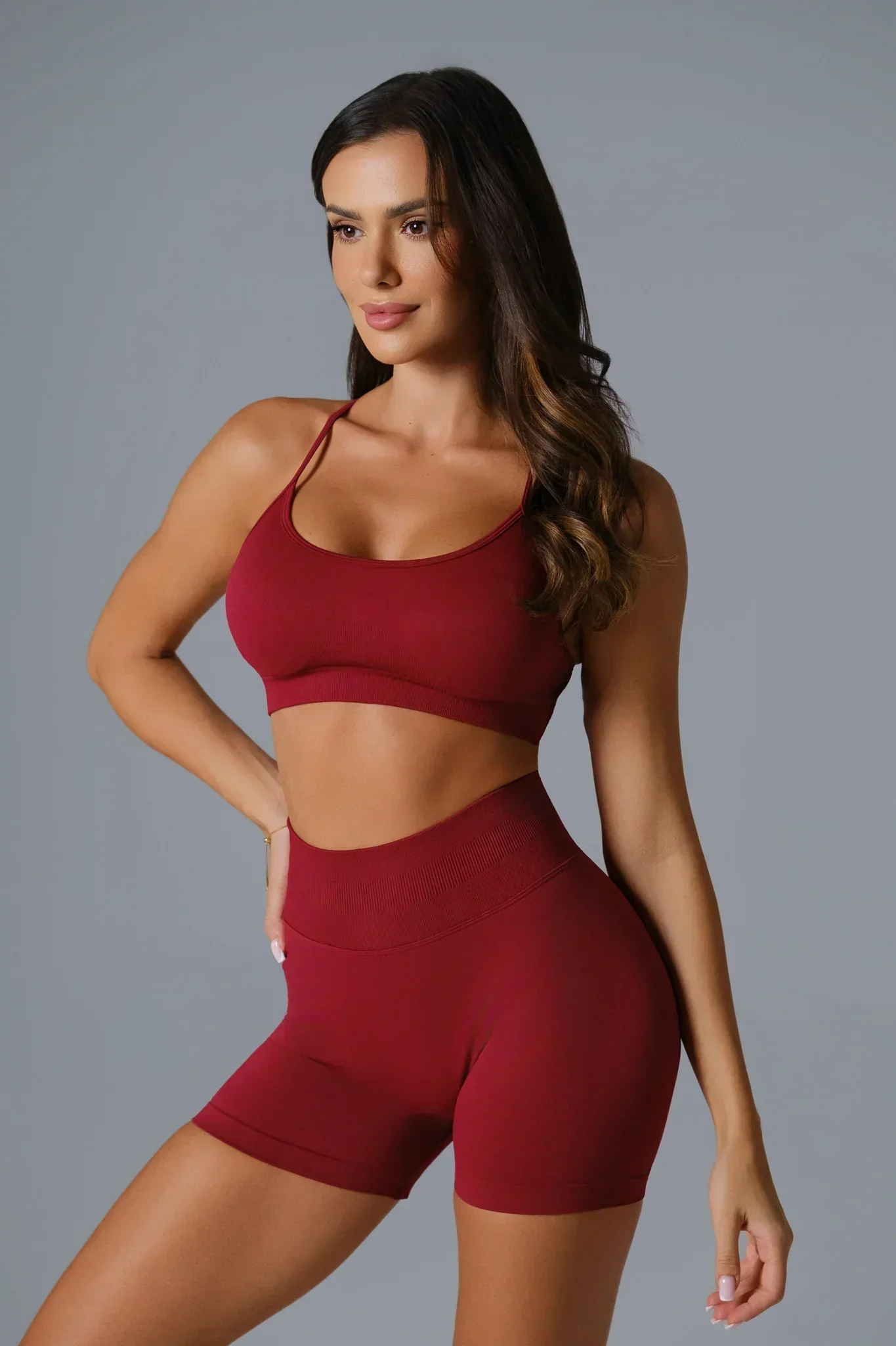 Briana Sports Bra - Maroon - Image 8