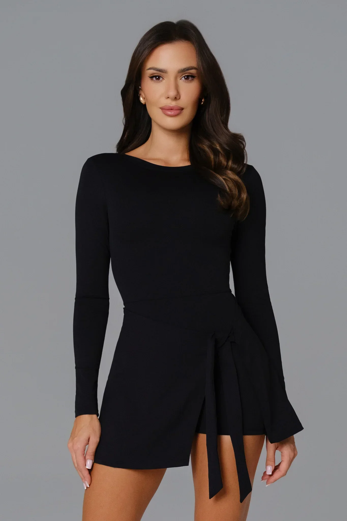 Chloe Long-Sleeve Mini Dress - Black (FINAL SALE) - Image 5
