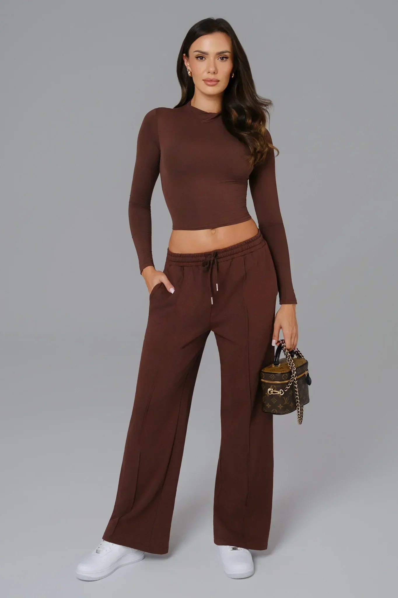 Ellie Long Sleeve Top - Brown - Image 3