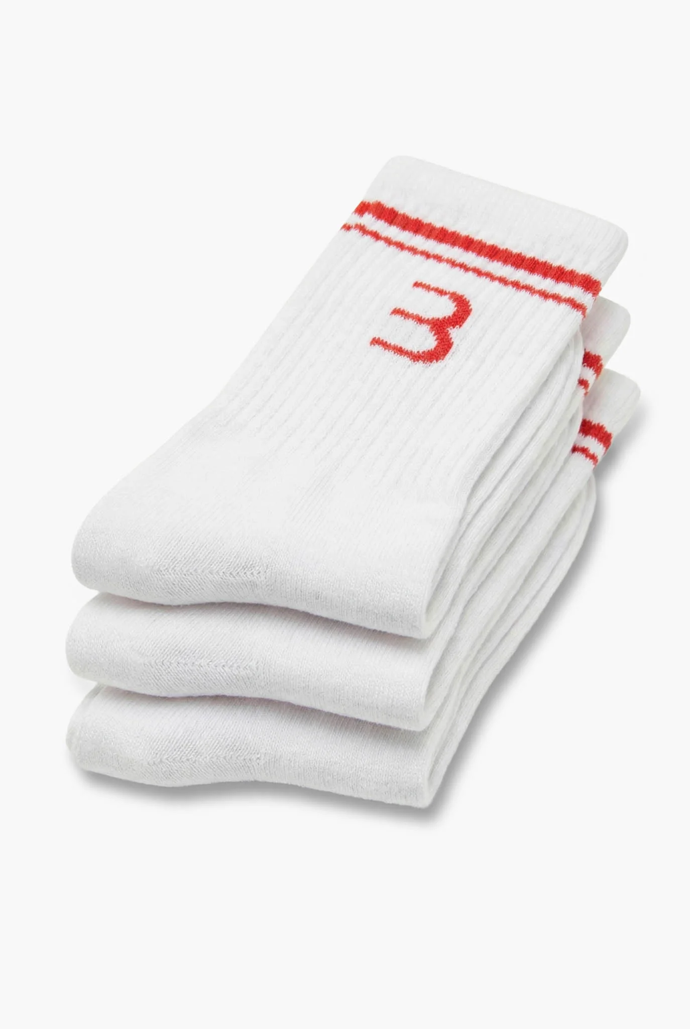 Essential Socks 3-Pack - White/Red - Image 3