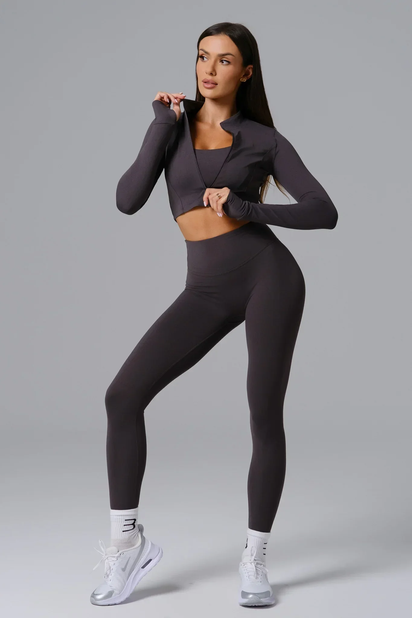 Flex Crop Jacket - Charcoal - Image 3