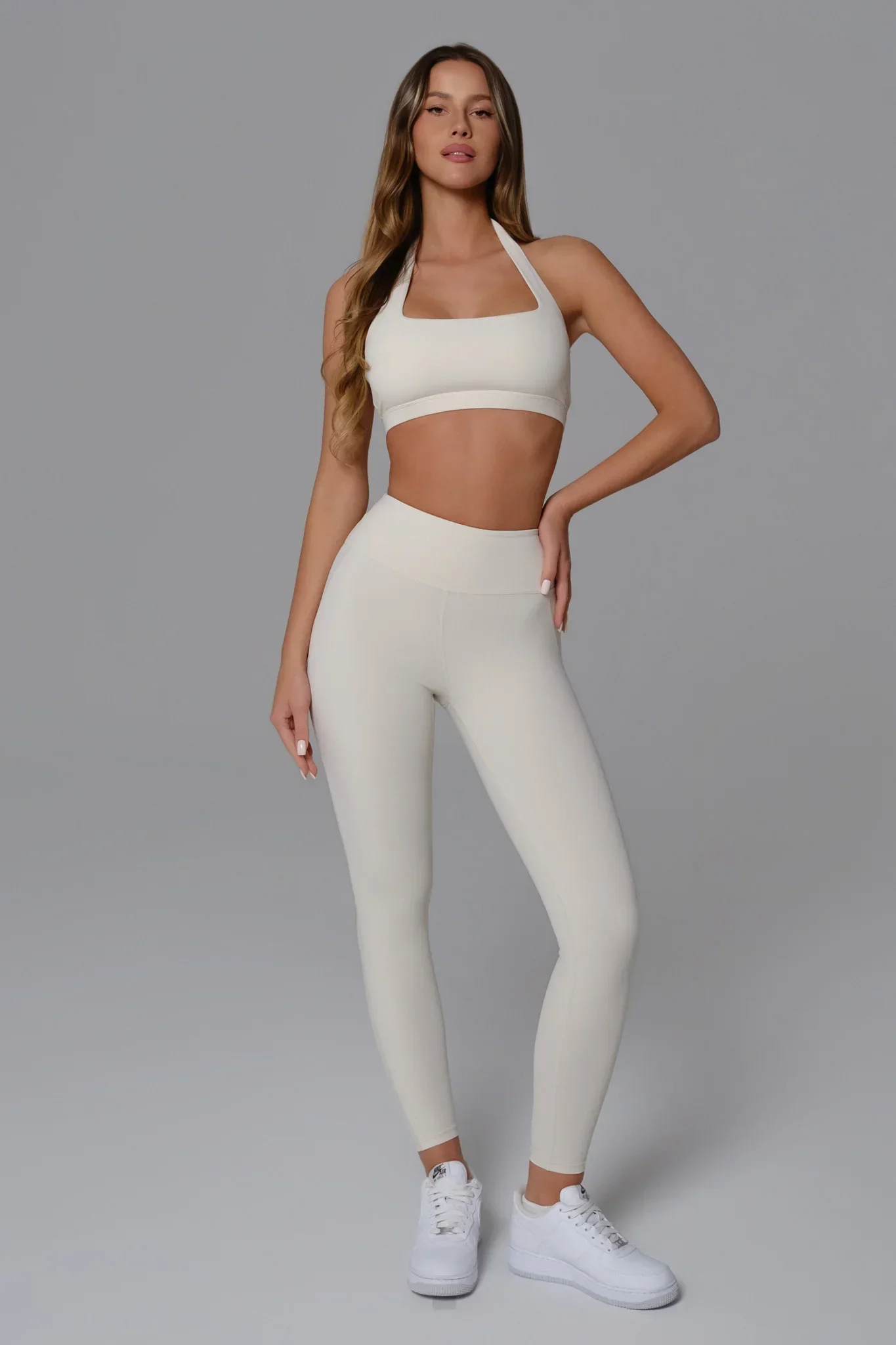 Nicole Halter Sports Bra - Oatmilk - Image 3