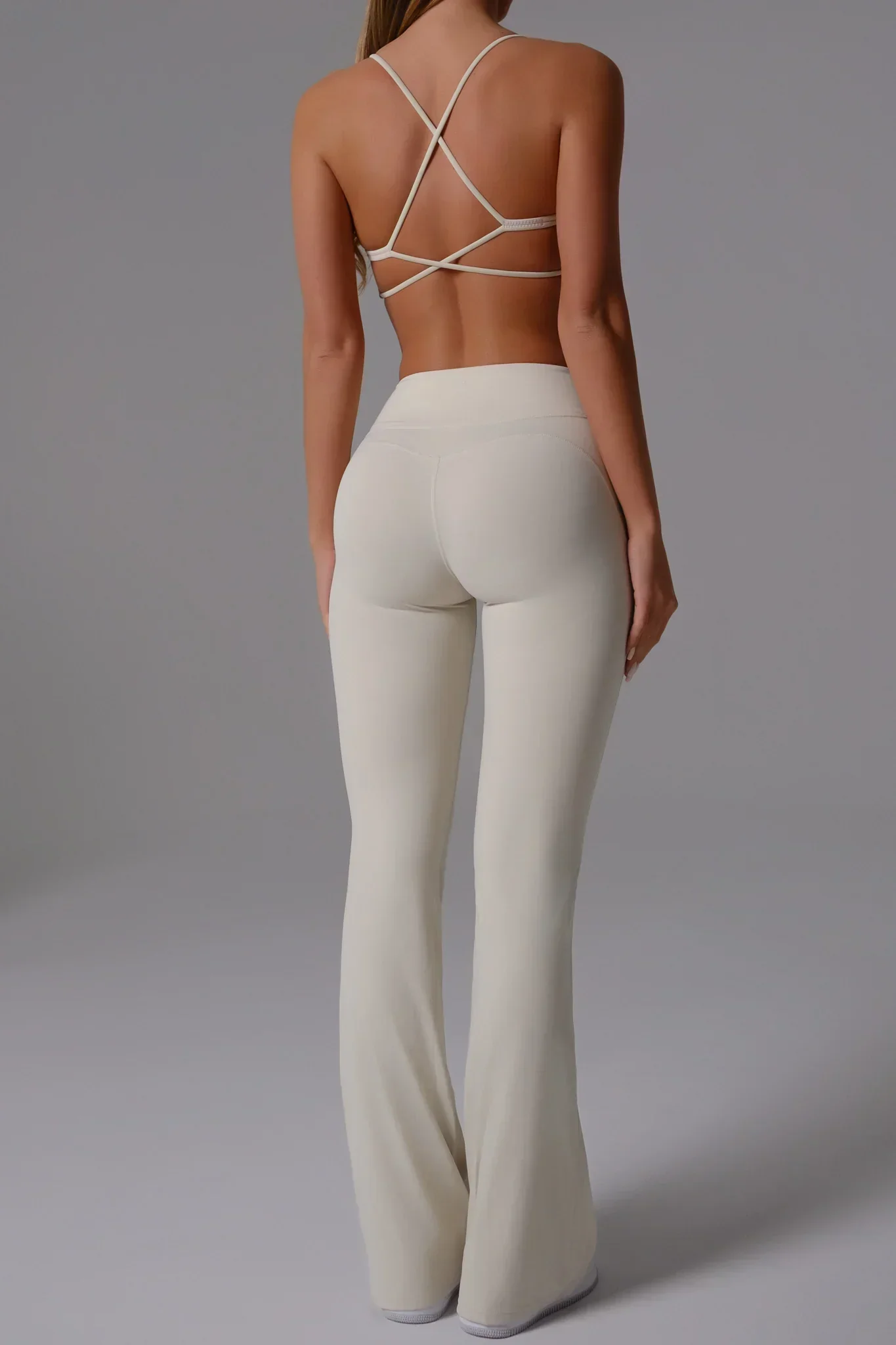 Nicole Flare Leggings - Oatmilk - Image 3