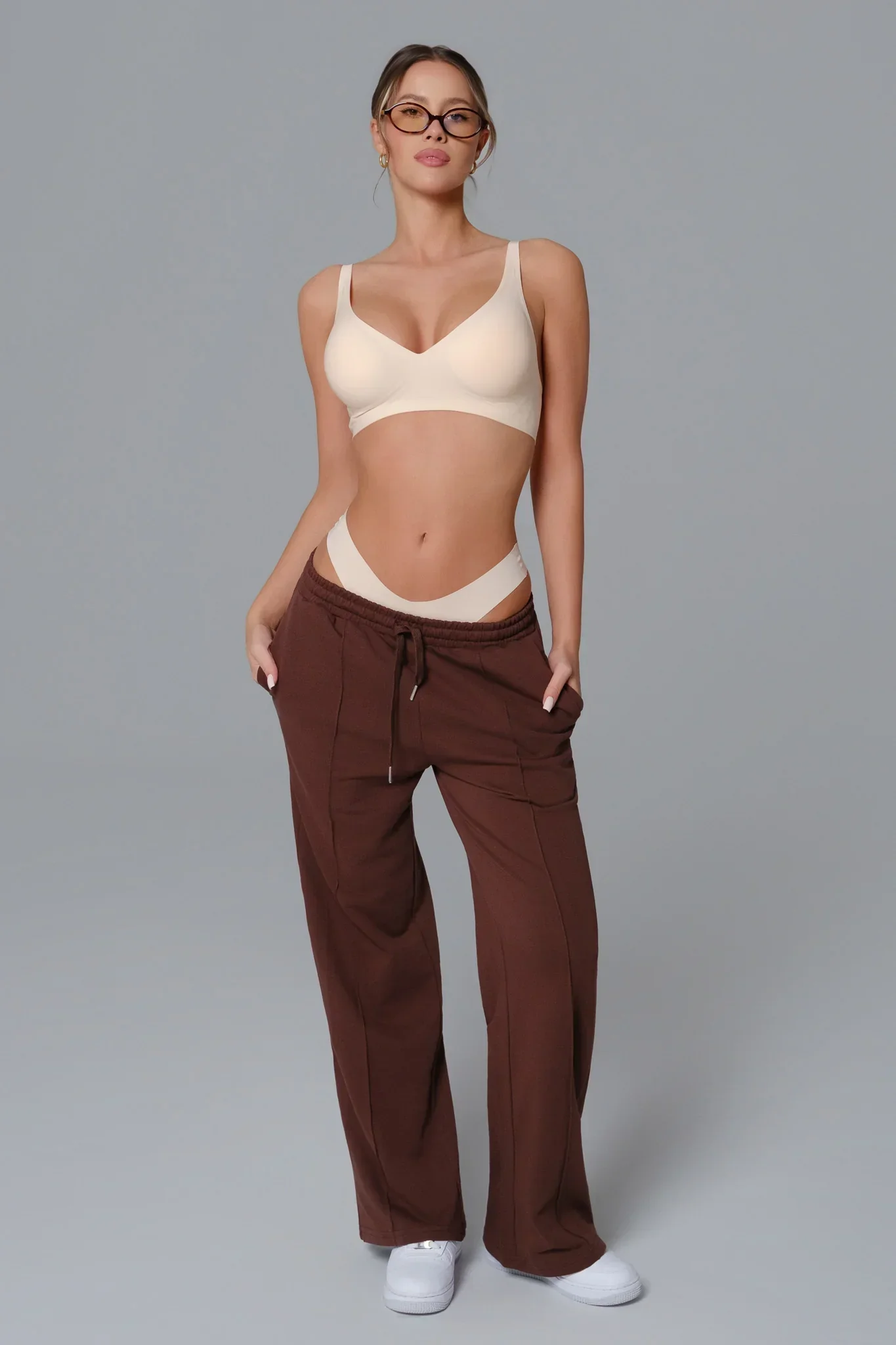 Seamless Plunge Bra - Light Beige - Image 6
