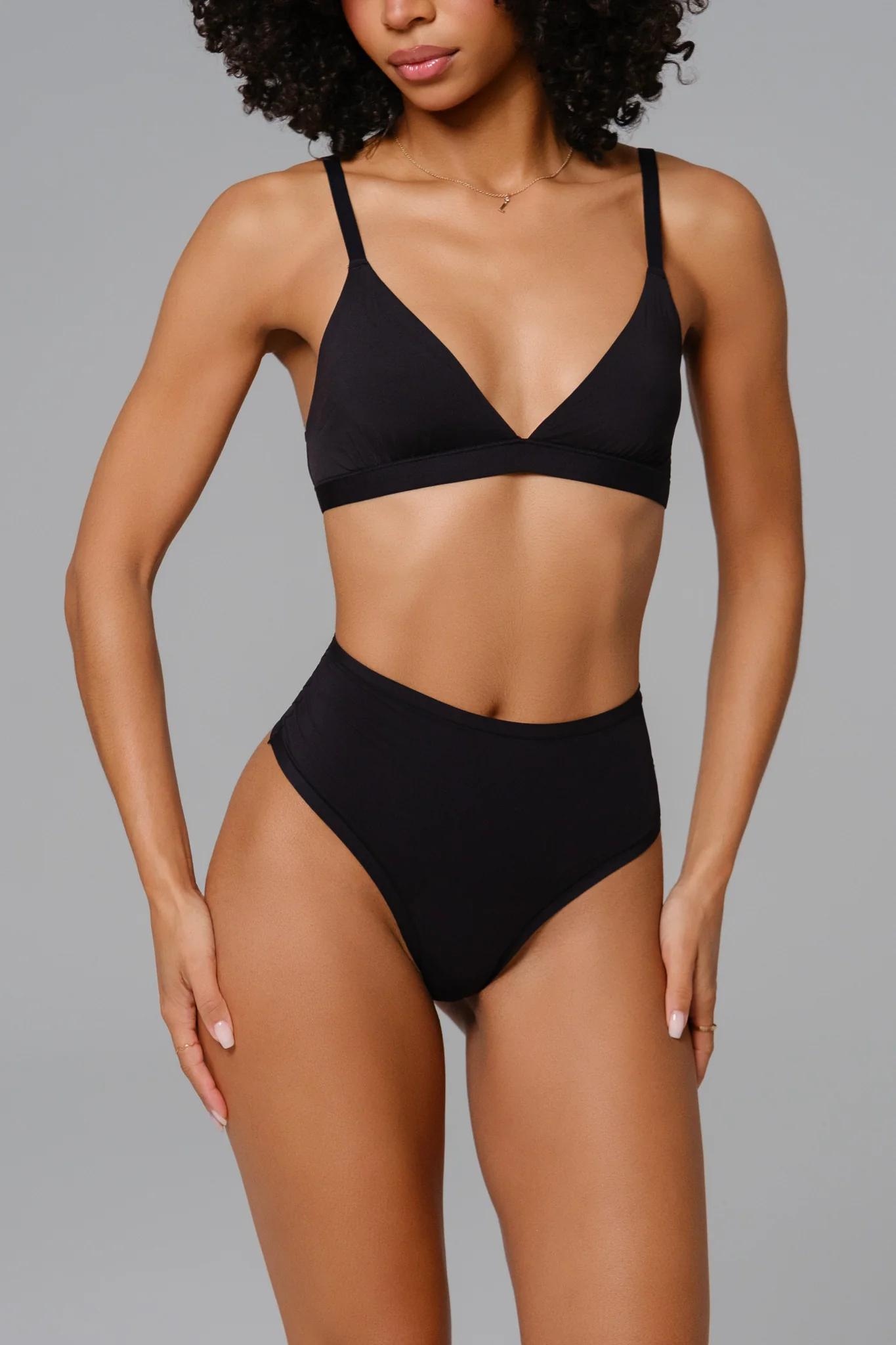 Smooth High-Waisted Thong - Black - Image 3
