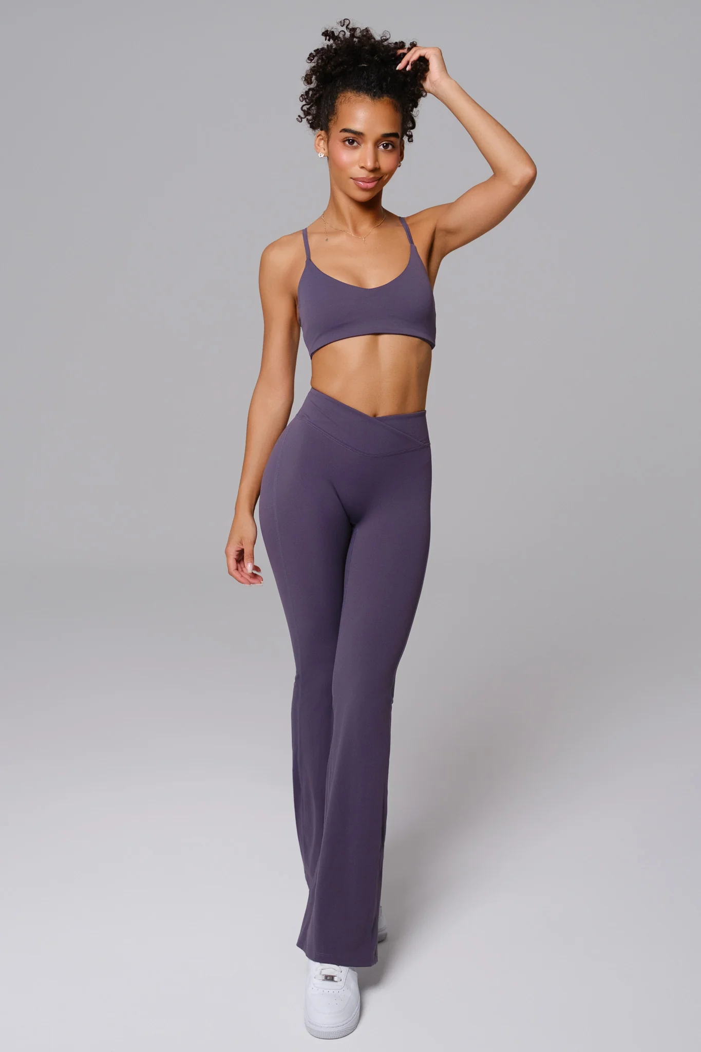 Zoe Flare Leggings - Charcoal Navy (FINAL SALE) - Image 3