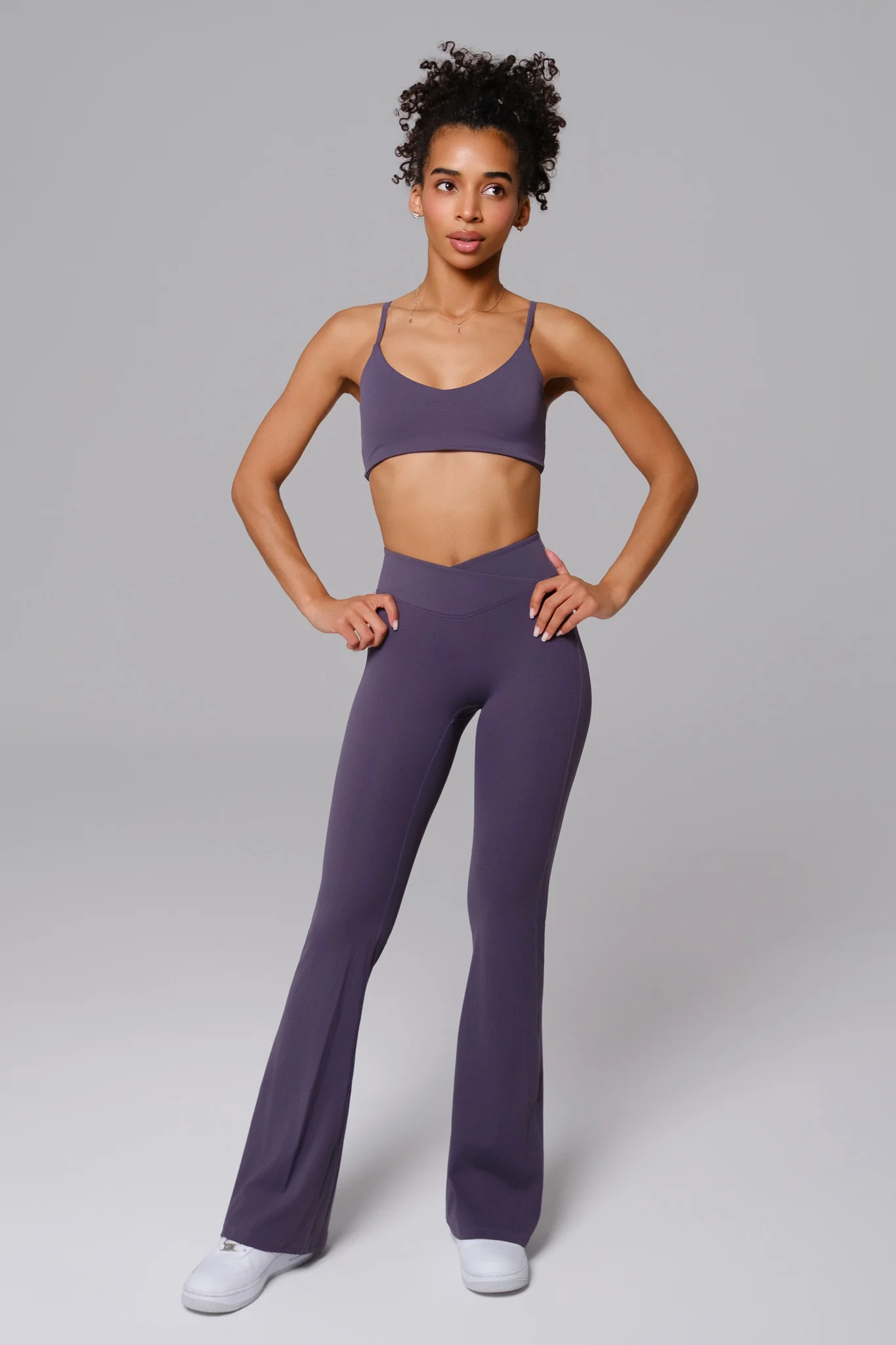 Zoe Flare Leggings - Charcoal Navy (FINAL SALE) - Image 5